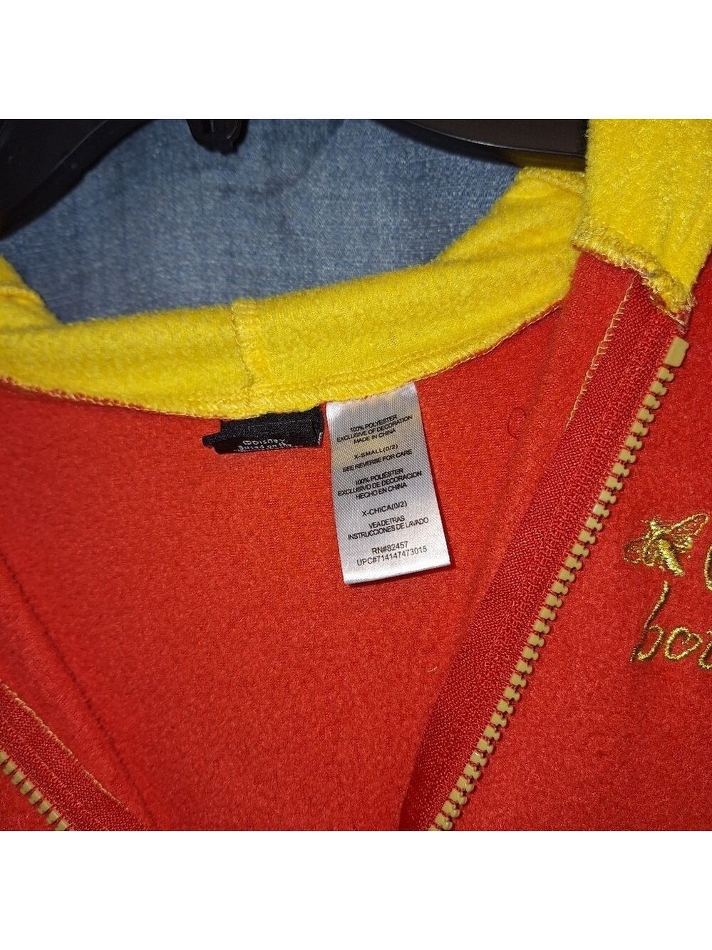 Winnie the Pooh Red Yellow Hooded One Piece XSmall - Picture 3 of 4